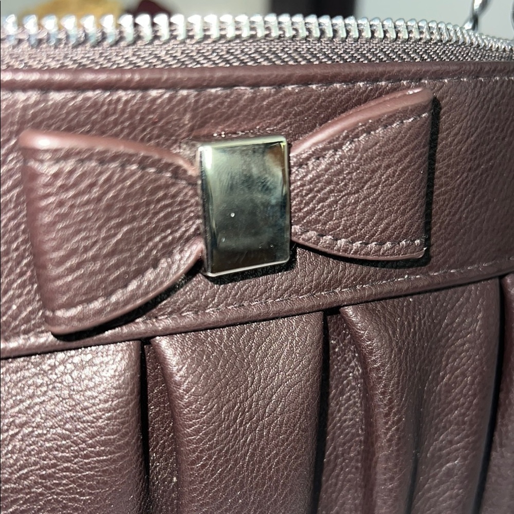 Apt. 9 Brown Leather Clutch with Bow Detail and Wristlet Strap - Picture 6 of 9